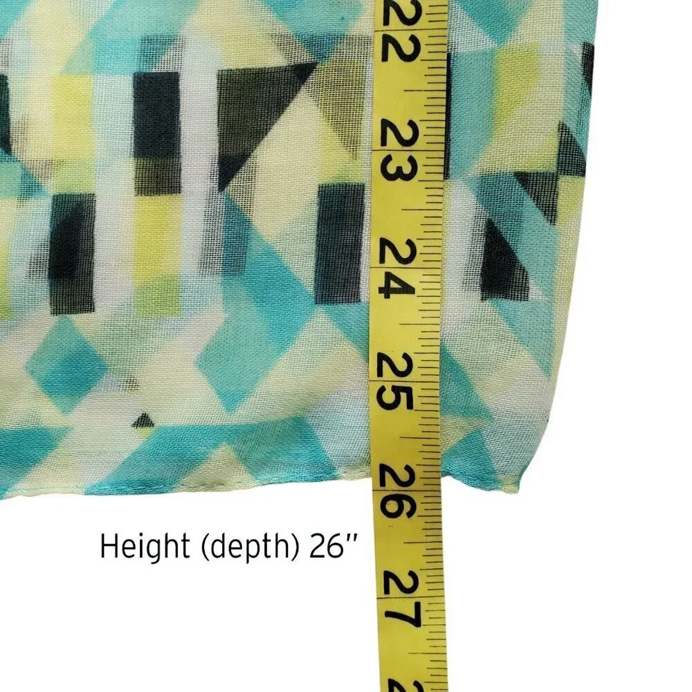 Infinity Scarf Abstract Geo Print Transparent Blue Turquoise Yellow Whimsygoth